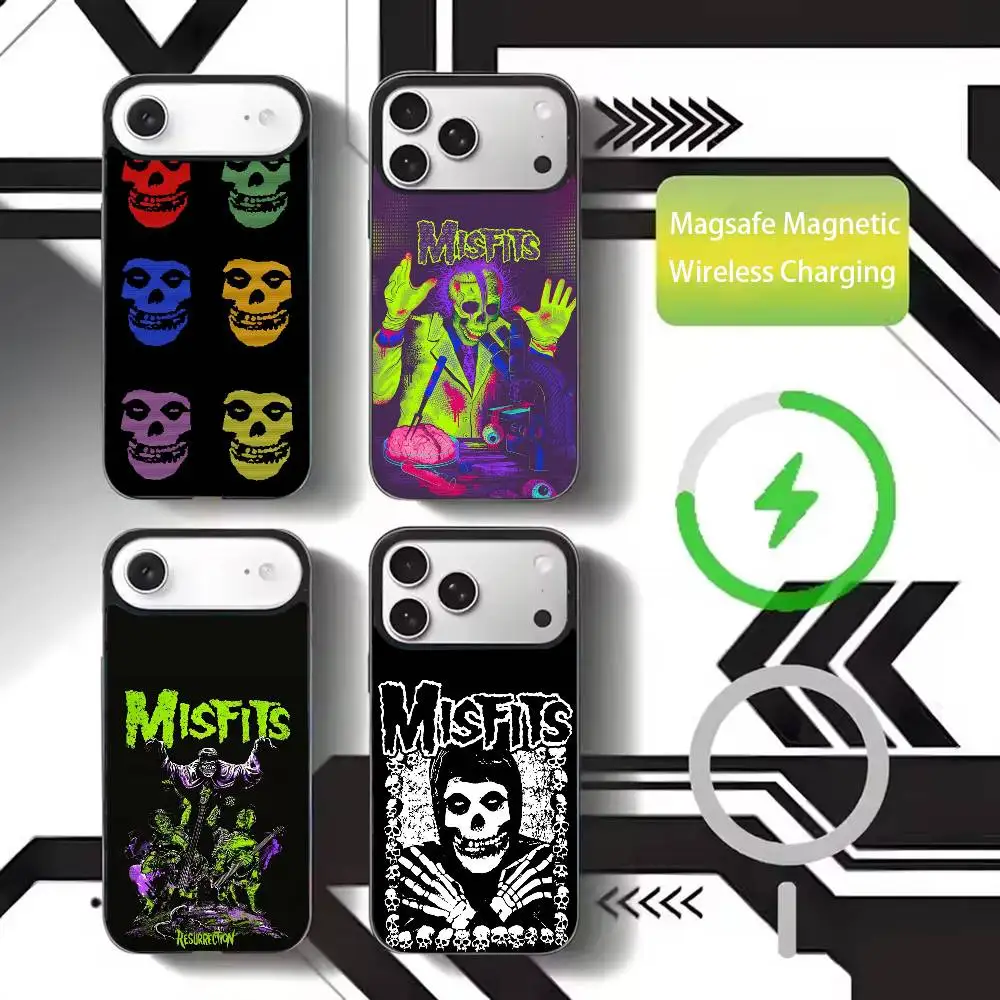 

Skull Cool M-Misfits Rock Phone Case For iPhone17,16,15,14,13,12,11 Plus,Pro Max Magnetic For Magsafe Wireless Charging