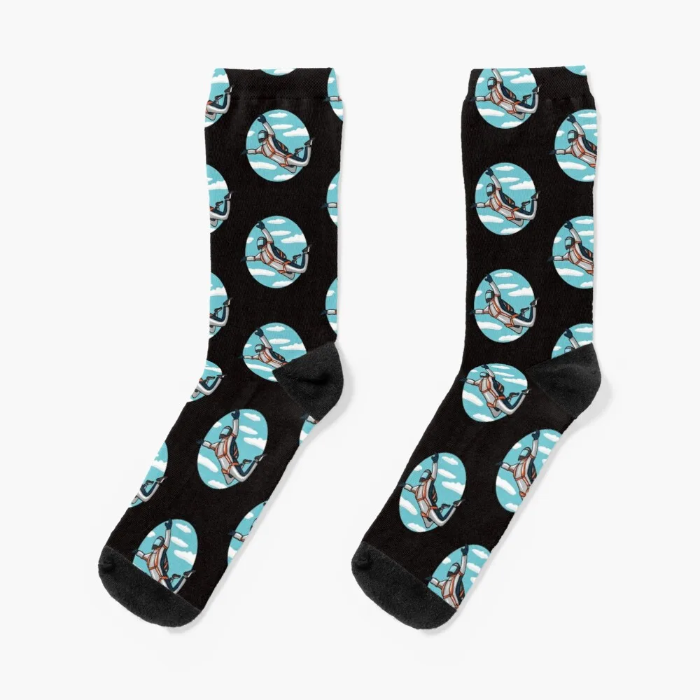 Skydiver Illustration Socks Cartoon Socks Winter Sock Man