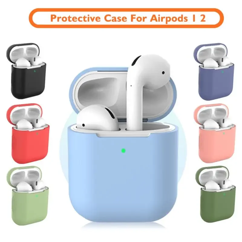 سماعات غطاء واقي لسماعات Airpods ، جلد نحيف ، مقاوم للتسرب ، صندوق شحن ، حافظة سيليكون لسماعات AirPod 1 ، Airpods 2