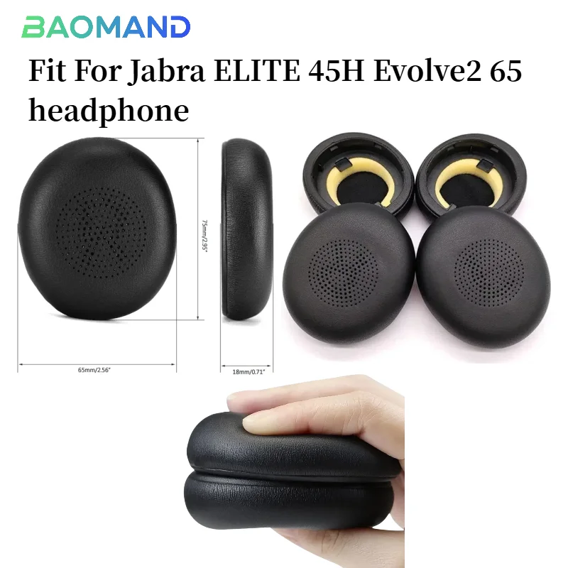 

Replacement Earpads for Jabra ELITE 45H Evolve2 65 Earmuffs Ultra-soft Sponge Cushion Cover Headphone