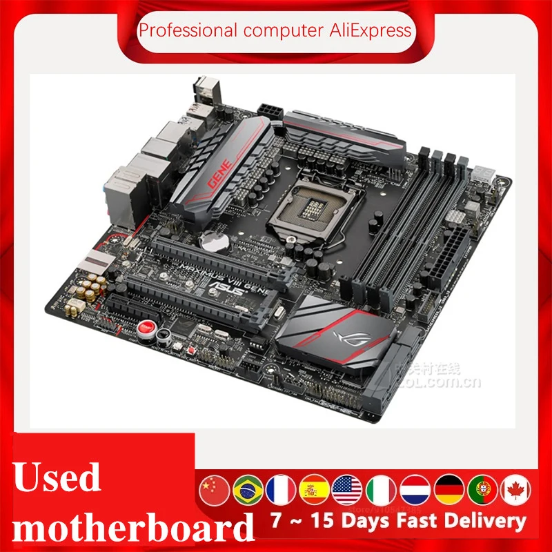 For Asus MAXIMUS VIII GENE Original Used Desktop Intel Z170 Z170M DDR4 Motherboard LGA 1151  i7/i5/i3 USB3.0 SATA3