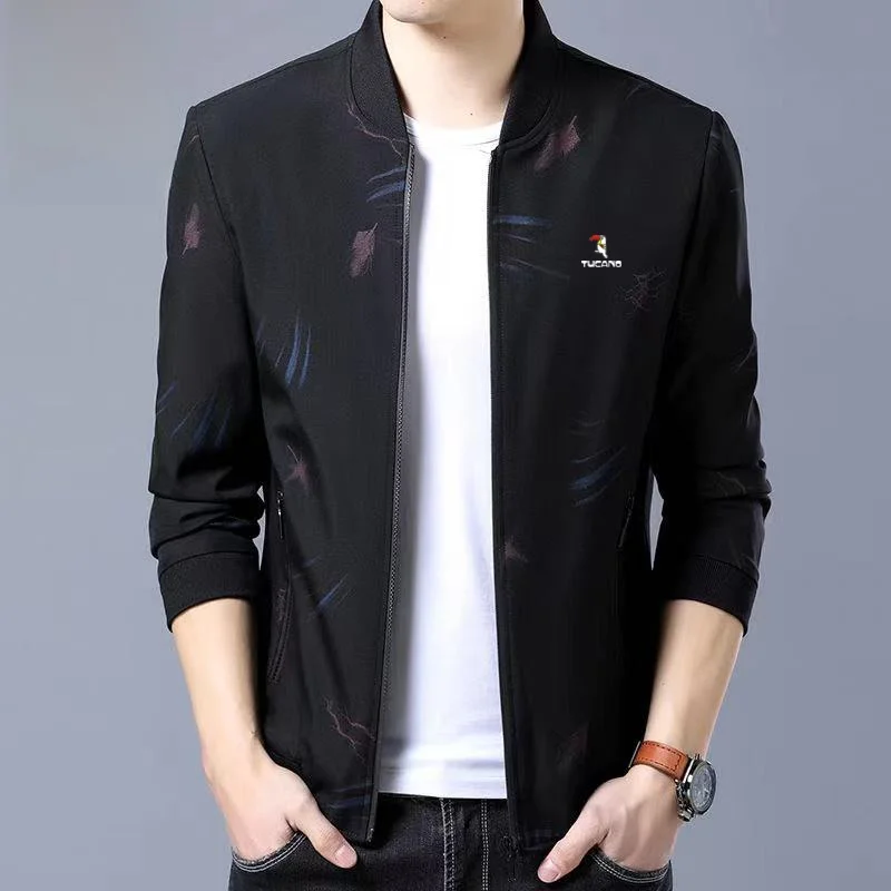 

TUCANO Men's Busin Casual Windproof Baseball Collar Jaet Faionable All-Season Outerwear Breathable Polyester Fiber