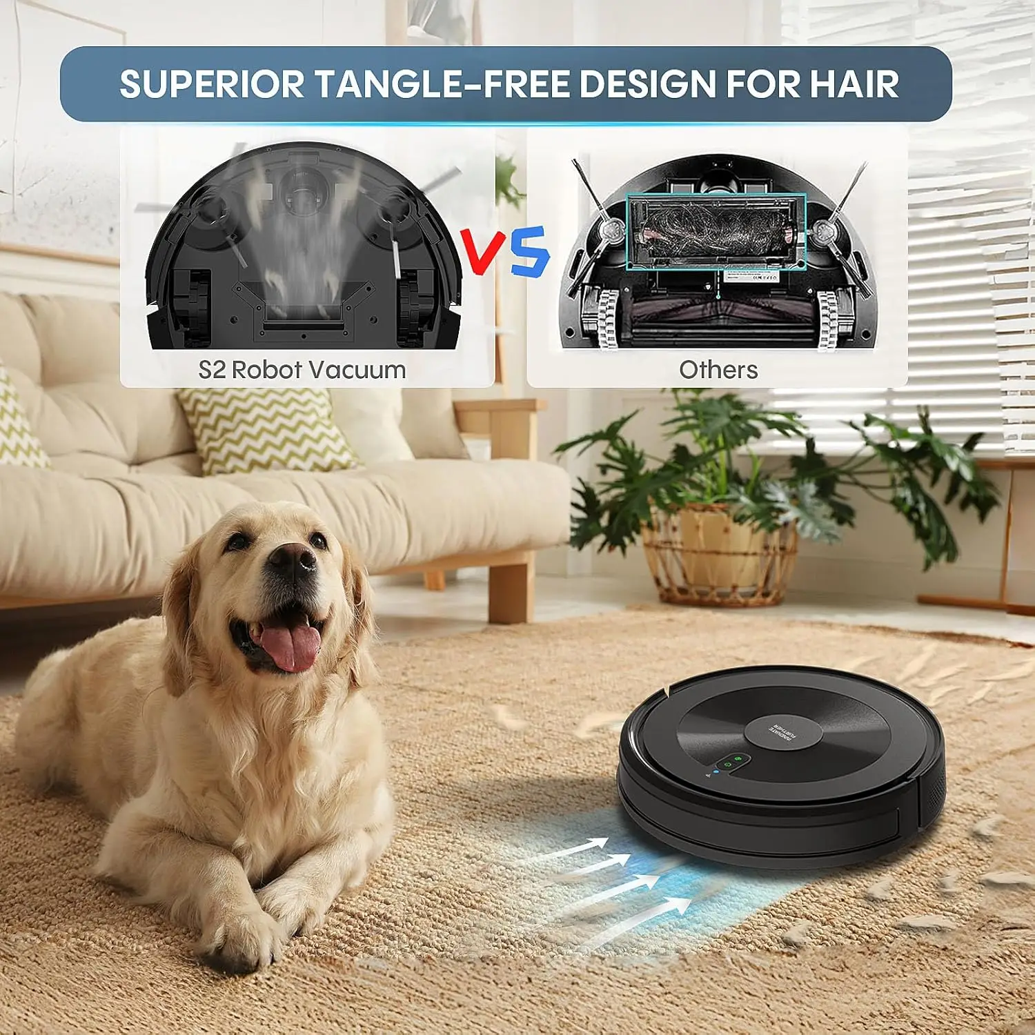 Robot Vacuum and Mop: 2-In-1 Robot Vacuum Cleaner 2500Pa Strong Suction & Tangle-Free & Alexa/APP Control & Schedule Cleaning