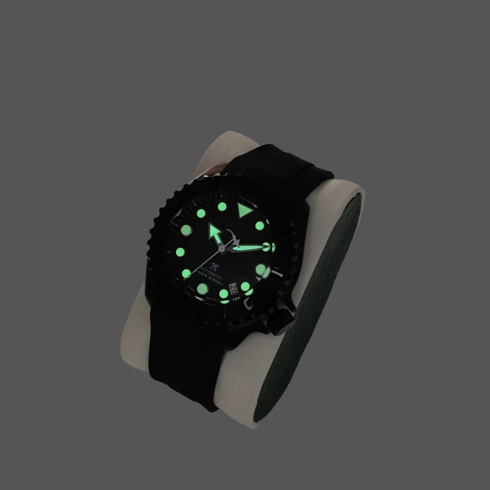 Механические часы NH35, 3d-часы с модифицированным зеленым свечением на лицевой стороне, точные стальные бриллиантовые японские автоматические часы 42 мм, 316