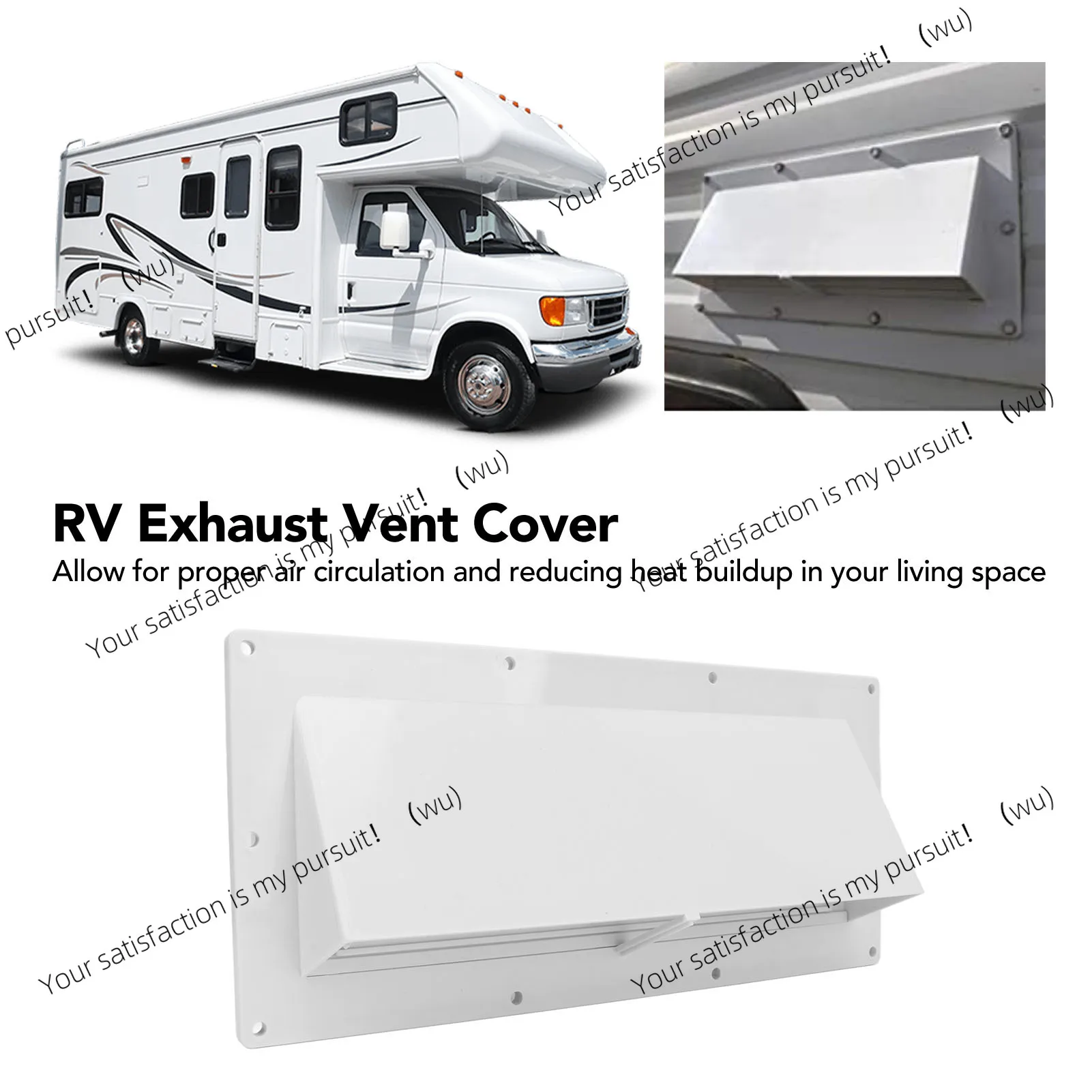 RV exhaust vent cover, range hood side wall with locking clip
