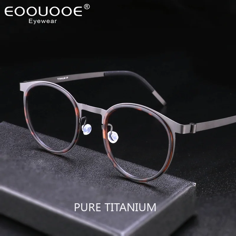 

Brand Titanium Screwless Glasses Frame Ultralight Men Women Myopia Prescription Oval Eyeglasses Blue light Lense Gafas