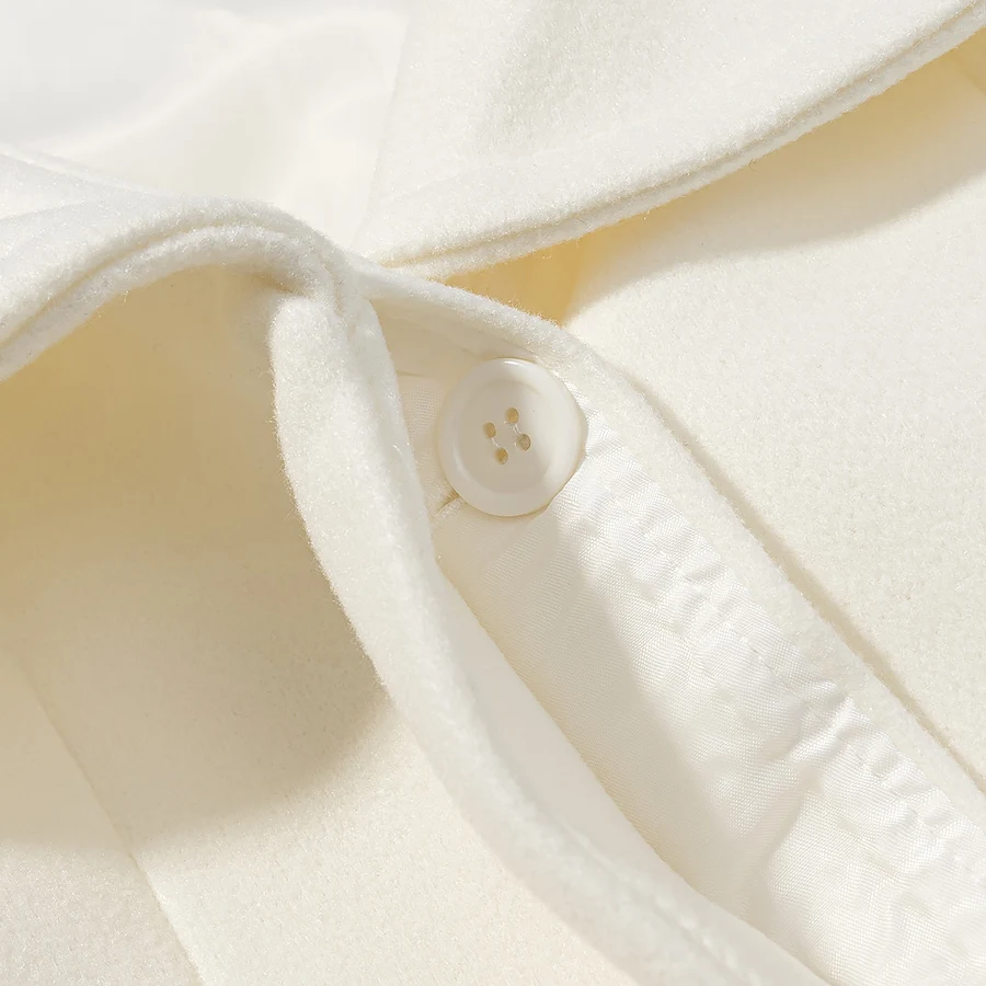 معطف نسائي طويل جديد لخريف 2025 بأكمام طويلة مع حزام وطية صدر السترة معطف صوفي ملابس خارجية نسائية #6