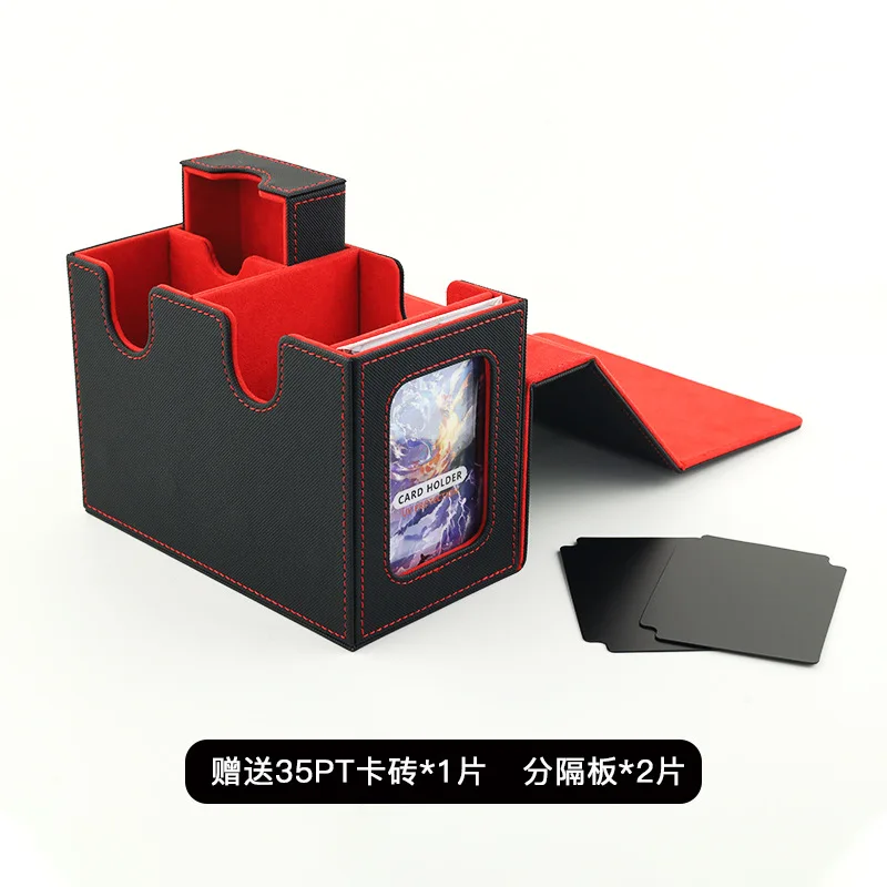 Large Card Deck Box 160+ Capacity Display Window Magnetic PU Leather Storage Case Multi-Compartment for Tarot & TCG Collection
