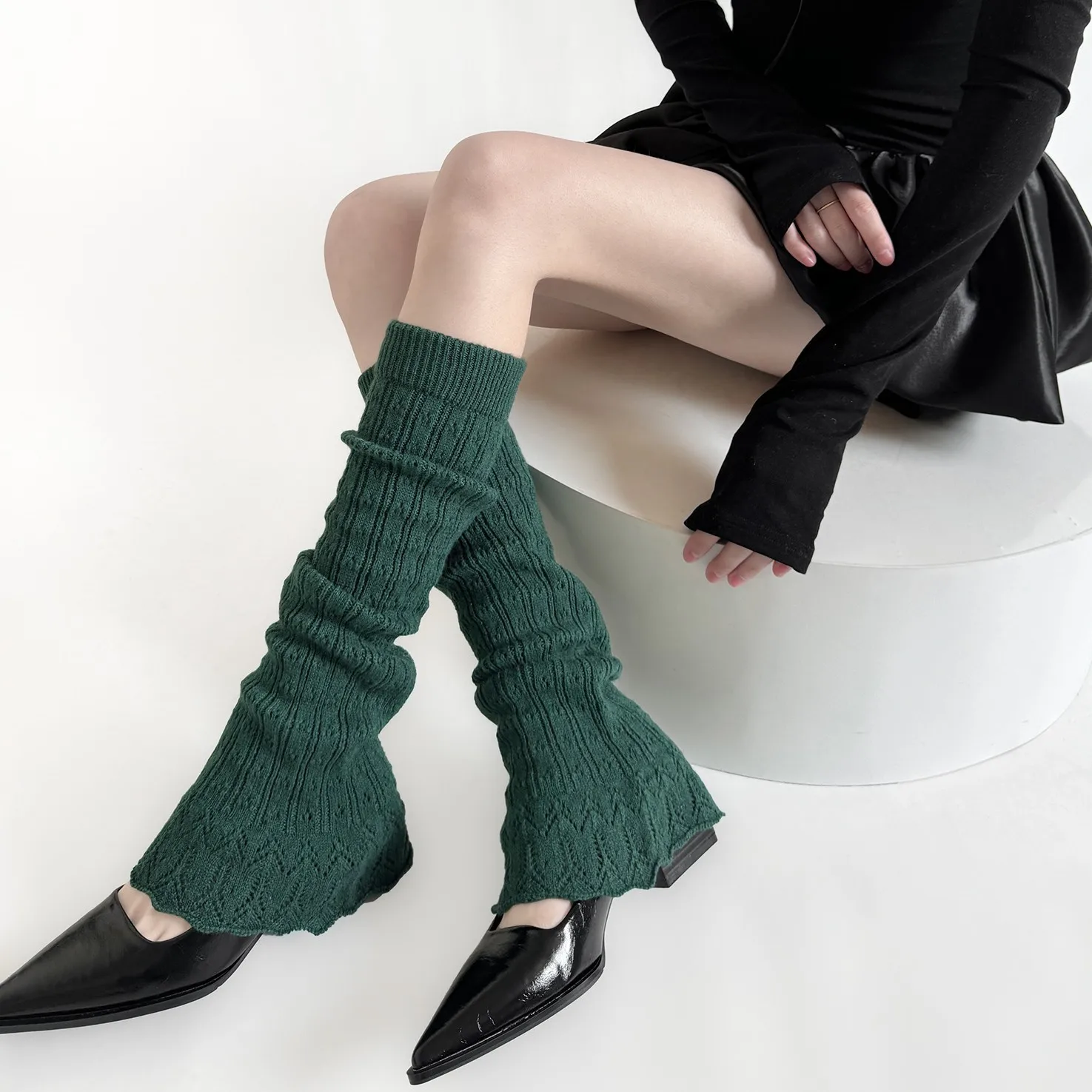 Lace Ruffle Leg Warmers Sleeve Ribbed Hollow Flare Leg Warmer Women Lady foot cover Autumn Crochet Heap Heap Socks Boot Cuffs