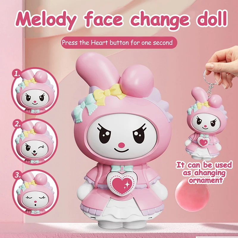 Creative My Melody Face Changing Doll Stress Reducing Toy Keychain With A Face Changing Face In One Second Gift For Girlfriend