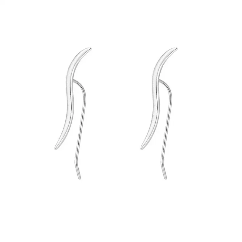 S925 الفضة إبرة قرط الاذن المرصع للنساء بسيط موجة خط ثقب الأقراط الفتيات المتخصصة تصميم حزب مجوهرات اكسسوارات هدية #4