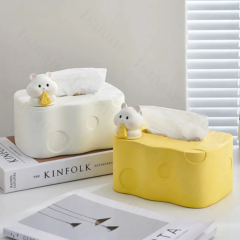 Originality Cheese Shape Tissue Boxes Cartoon Living Room Decoration Cute Resin Napkin Holder Box Dining Room Table Decorative