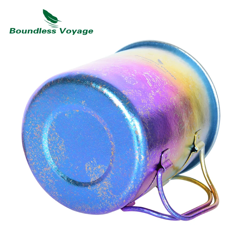 Boundless Voyage 450ml Outdoor Camping Titanium Mug Colorful Tea Coffee Cup with Lid Travel Drinkware Single Layer Mug