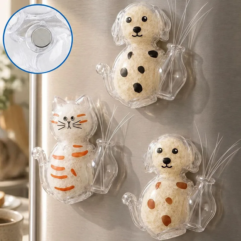 Transparent Pet Fur Keepsake Container Cat Shaped Fridge Magnet with Strong Magnetic Back for Hair Storage Memorial Home Decor
