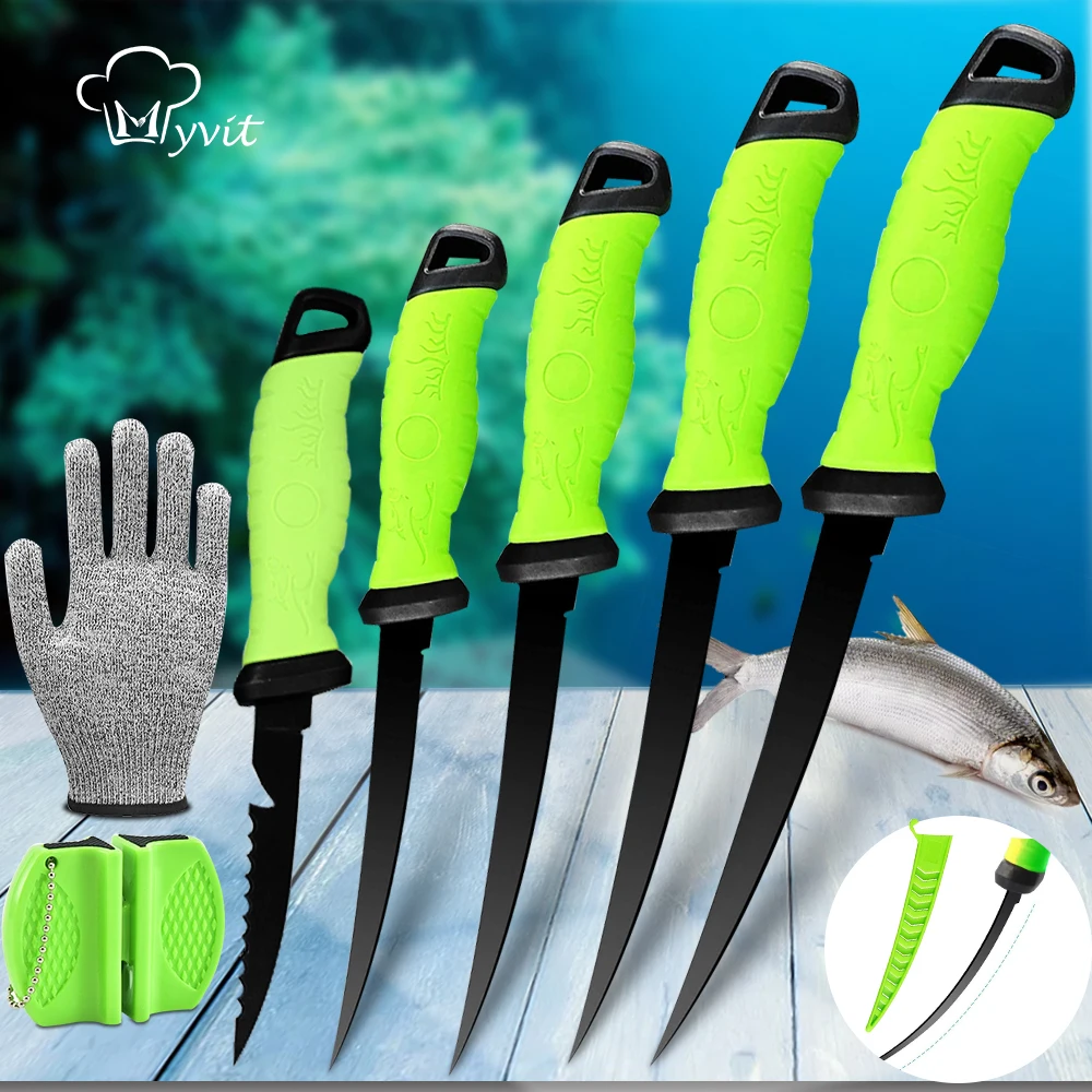 Fishing Fillet Knife Boning Knife 3in1 Professional for Filleting Fish Boning Meat Sharp Stainless-Steel Non-Stick Coating Blade