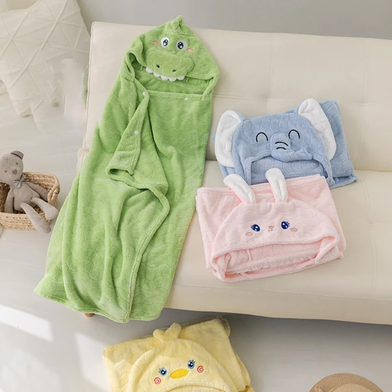 

Cartoon Animal Hooded Bath Towel for 0-6T Kids Soft and Absorbent Coral Fleece Baby Wrap Blanket Cute Infant Bathrobe