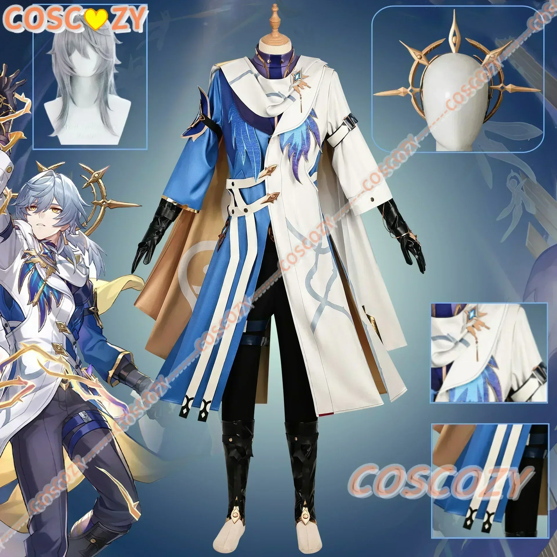

CosplayNewly Sunday Cosplay Costume Wig Game Honkai:Star Rail Cosplay Props Accessories Sunday Costume Wig Headdress Christmas O