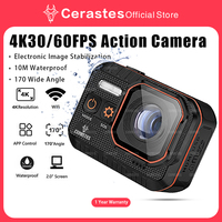 CERASTES Action Camera 4K60FPS wifi Remote Control 30m Waterproof 170° Wide Angle Action Camera Dash Cam Go Sport Camera pro