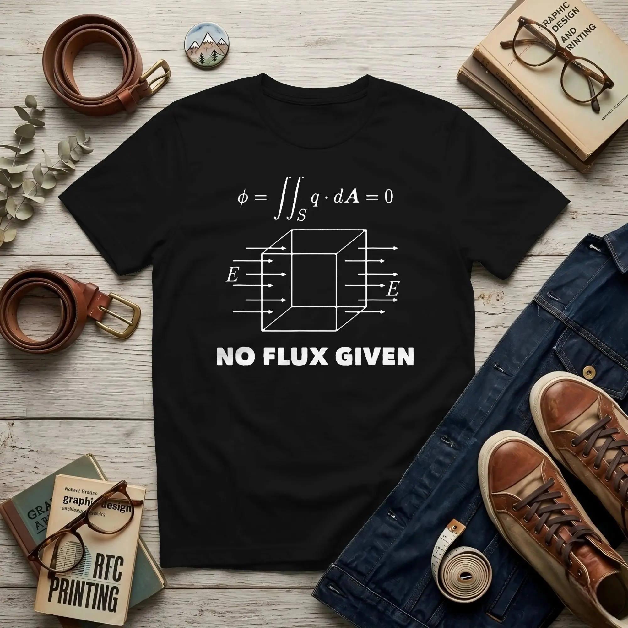 Physics No Flux Given Men T Shirts Science Amazing Tees Short Sleeve Round Neck Pure Cotton Graphic Clothes T-Shirt