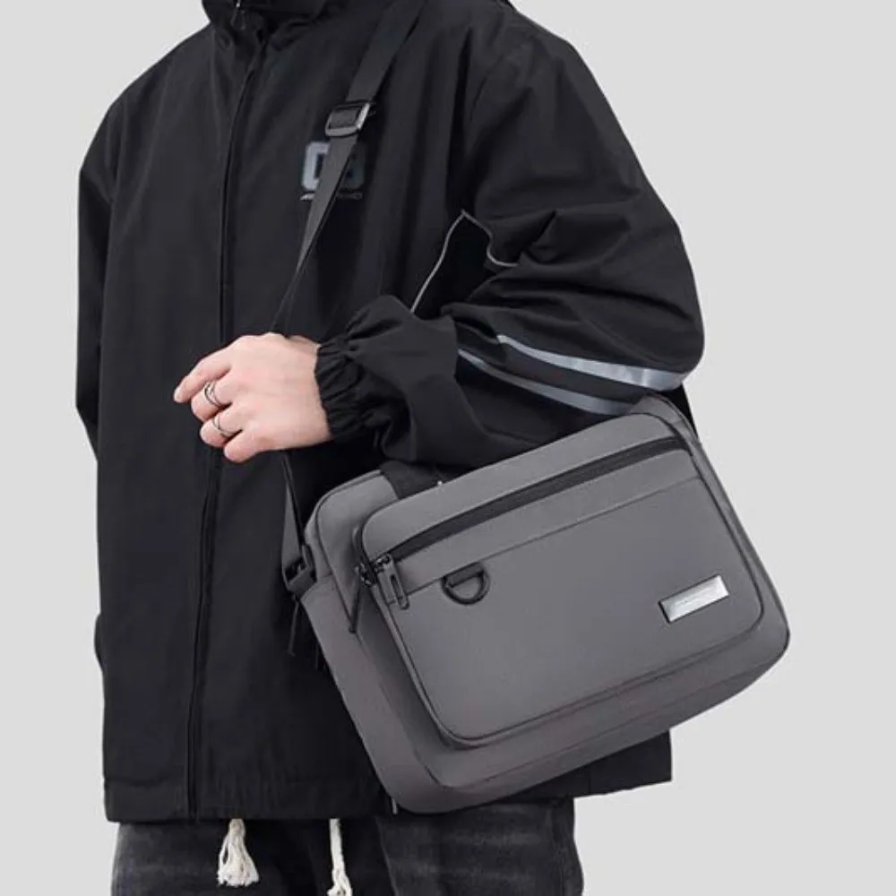 

Waterproof Men Crossbody Bag Phone Pouch with Multiple Pockets Student Shoulder Bag Large Capacity Black/Grey Messenger Bag