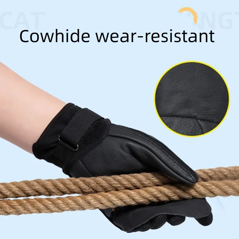 Mountaineering Gloves Thick Cowhide Non-slip Wear Resistant Rock-climb Train Damping Ski Downhill Bike Camping Outdoor Gloves