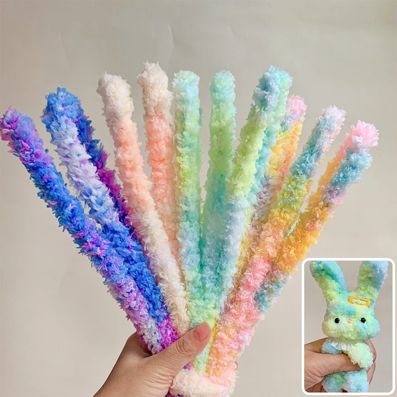 New Gradient Color Plush Twist Stick Ribbon Tapes Fluffy Twisting Wire Strip Soft Felt Strip for Handmde DIY Doll Toys Material