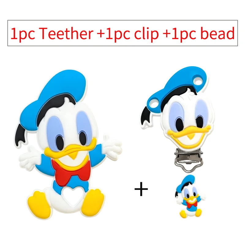 1/3/10 قطعة سيليكون ديزي دونالد الطفل مشابك مصاصة للرضع الغذاء الصف سيليكون الحلمة حامل BPA الحرة الطفل التسنين الخرز DIY بها بنفسك