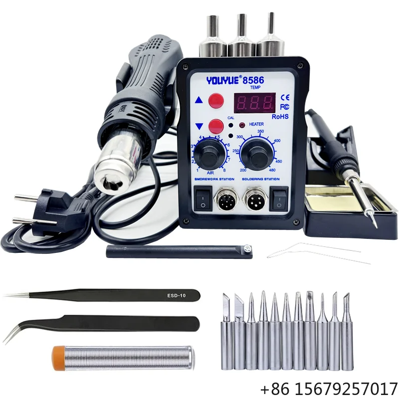 2-in-1 Digital Hot Air & Soldering Iron Repair Rework Station Used for Disassembling & Soldering 8586