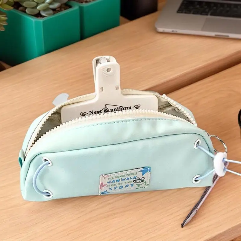 Large Capacity Blue Pencil Bag with Drawstring, Zipper, Perfect Student School Supplies Storage Accessory, Thoughtful Gift