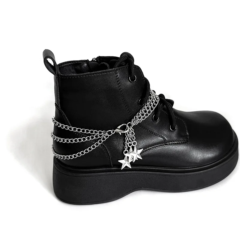 1pc Shoe Chains Charms Multi‑Layer Stainless Steel Metal Chains Star Pendant Shoe Ornament for Boots Shoes Decor Accessories