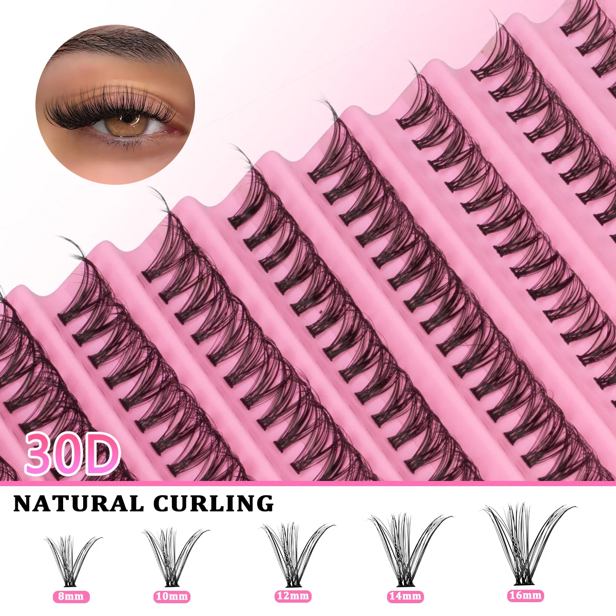 Zestaw do przedłużania rzęs 200 sztuk, kępki rzęs 30D 40D, naturalne, z klejem i utrwalaczem, pęseta do rzęs, rzęsy pojedyncze, efekt wispy.