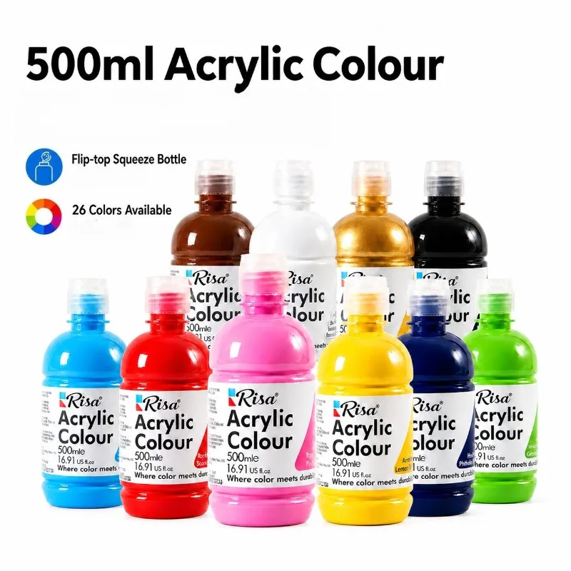 500ml Large Acrylic Paint 26 Colors Waterproof UV Resistant Wall Mural Graffiti Outdoor Painting Art Supplies
