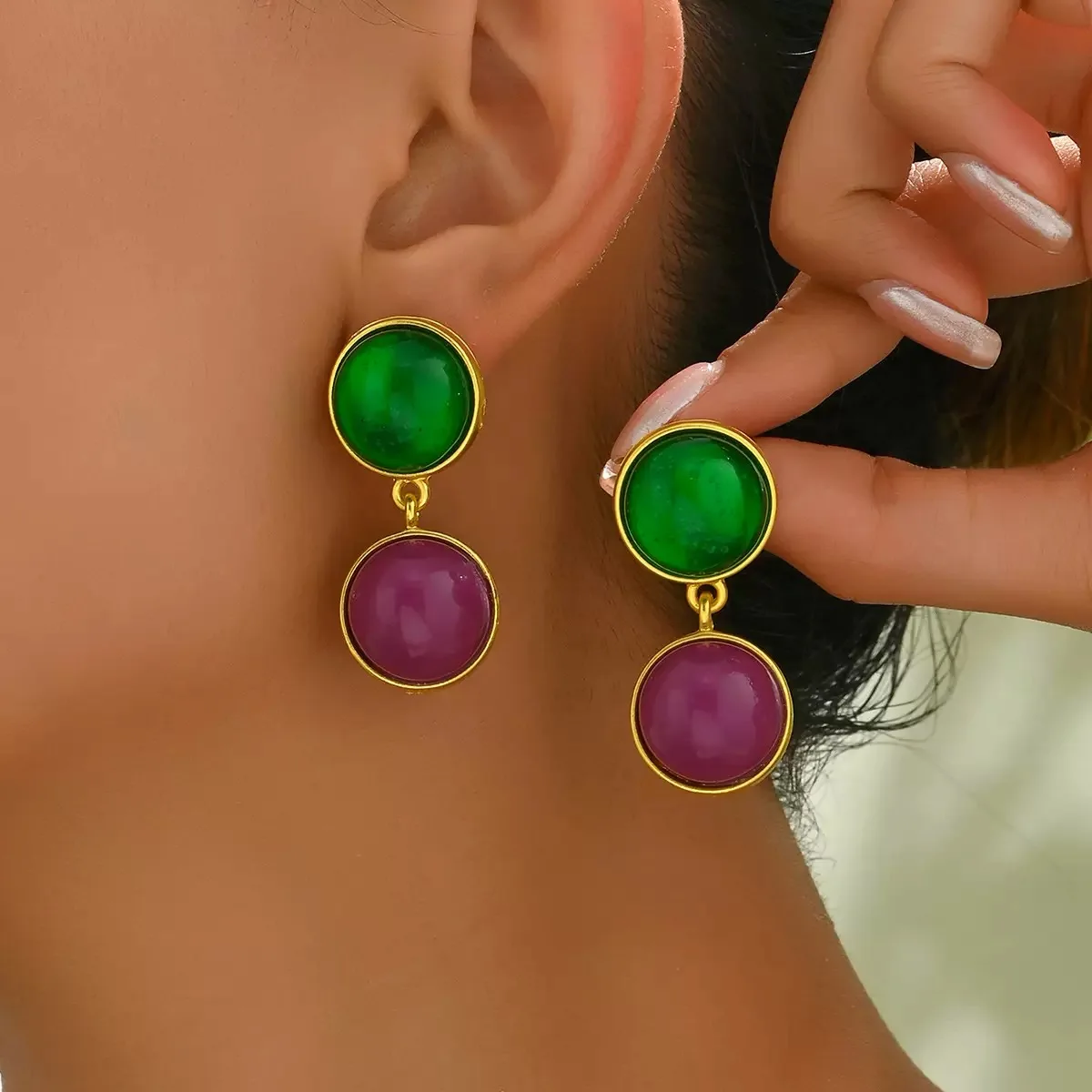 

Water Drop Circle Earings Temperament Retro Heart Round Geometric Statement Dangle Earrings Female Luxury Jewelry