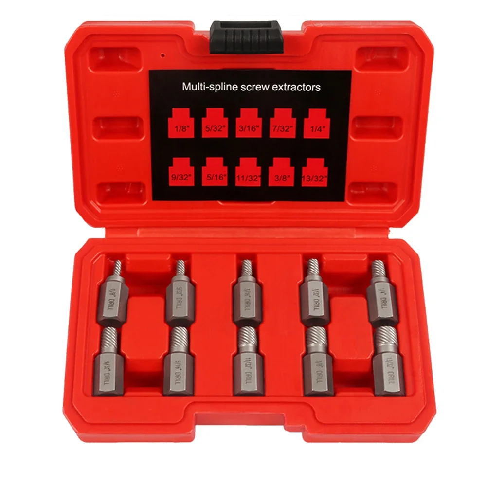 

10Pcs Screw Extractor Set Damaged Broken Bolt Screw Extractor Hex Head Extractor Remover Center Drill Damaged Bolts Remover Tool