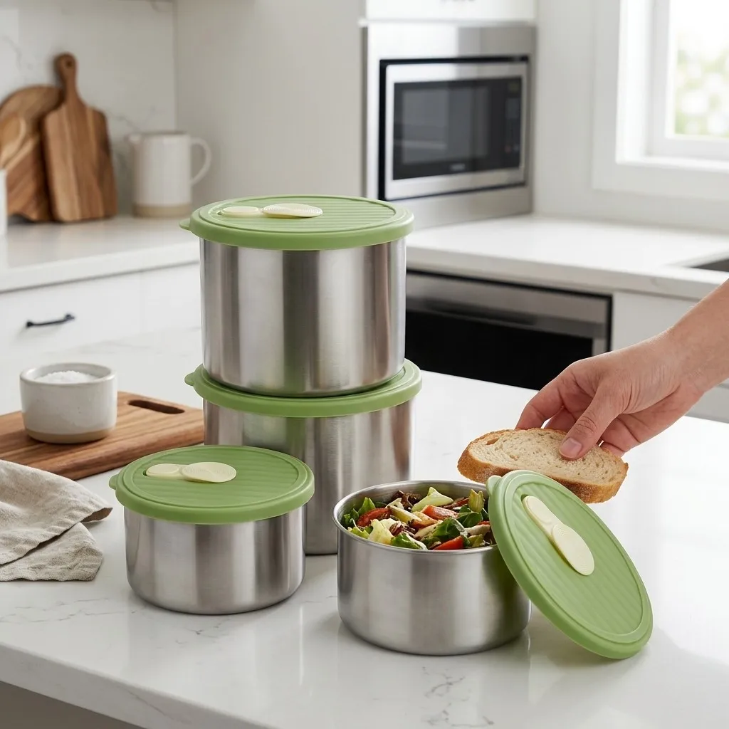 200/500ml 304 Stainless Steel Storage Bottle With Lid Reusable Food Sealed Jar Refrigerator Fresh Storage Box Microwave Safe