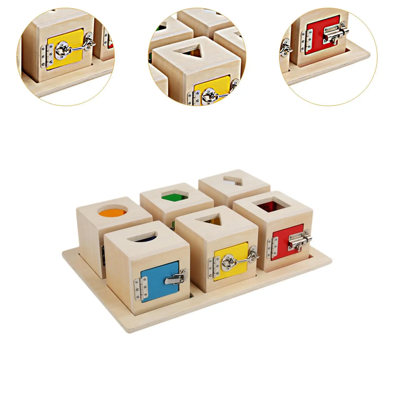 Caja de cerradura de madera, juguete, regalos de cumpleaños, juguete de desarrollo, juguetes sensoriales resistentes, habilidad de vida práctica, tablero ocupado para niños y niñas