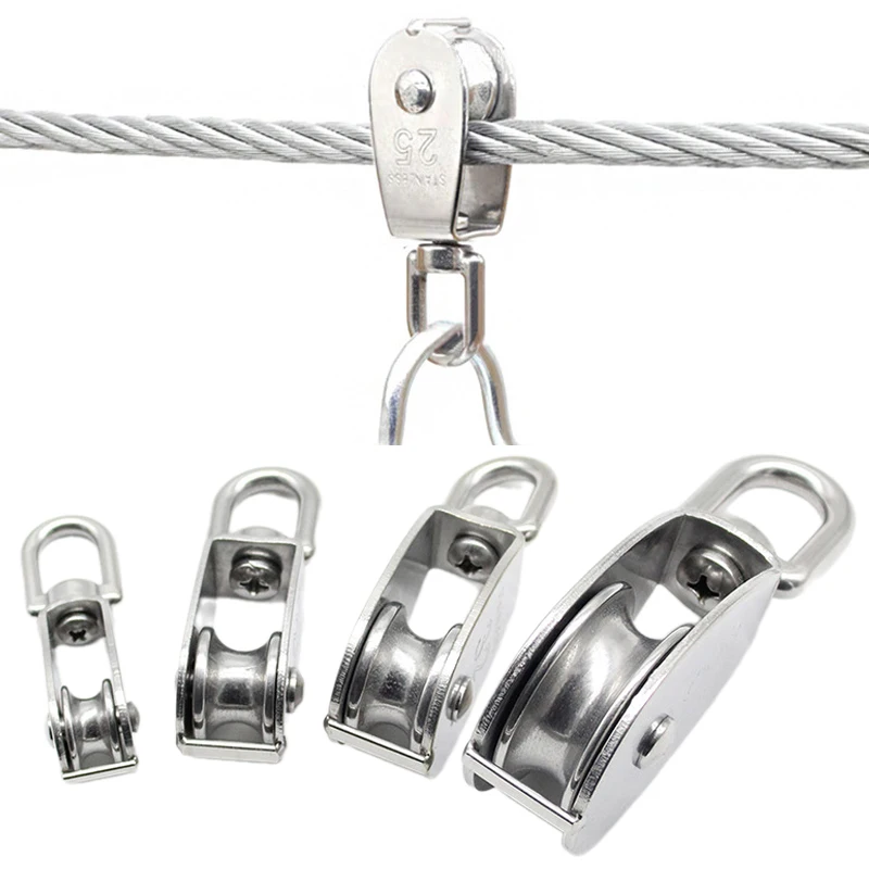 M15/M20/M25/M32 Single Pulley Block Stainless Steel Rotating Lifting Rope Pulley Lifting Wheel Tool Sailing Yacht Marine Pulley