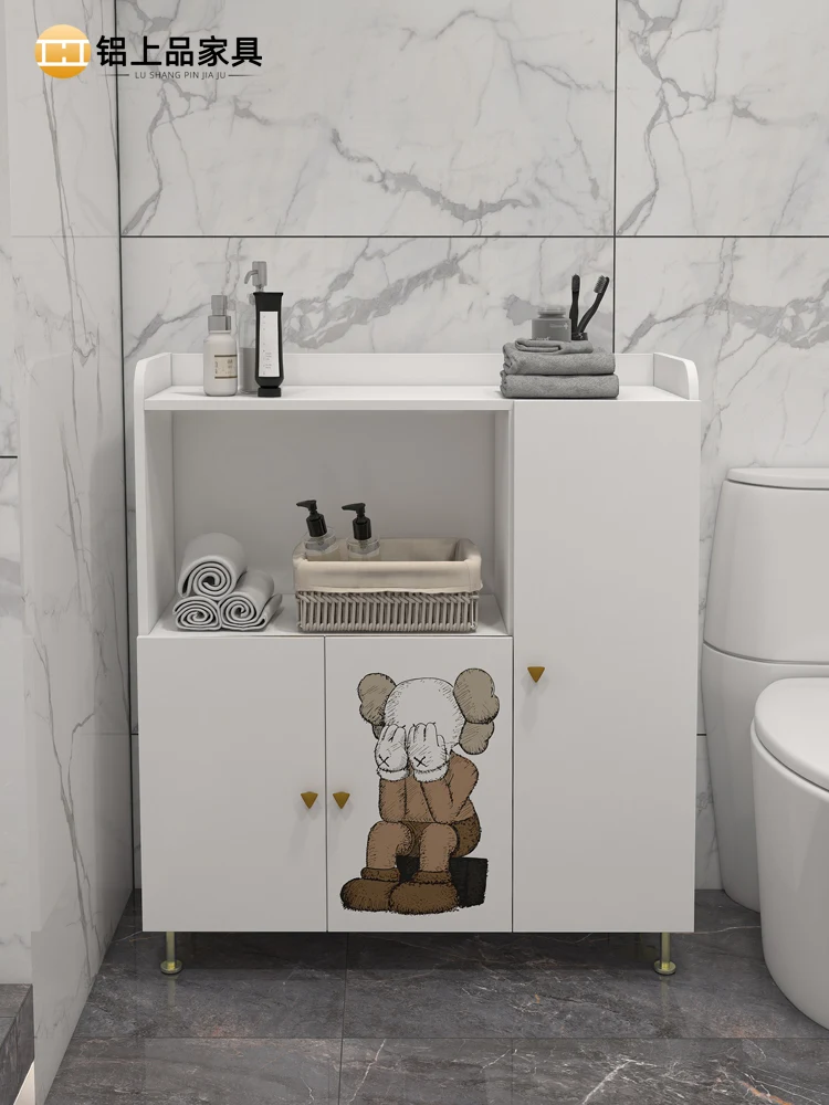 ZZXL Storage Cabinet Aluminum Alloy Solid Wood Side Cabinet Locker Toilet Side Cabinet Storage