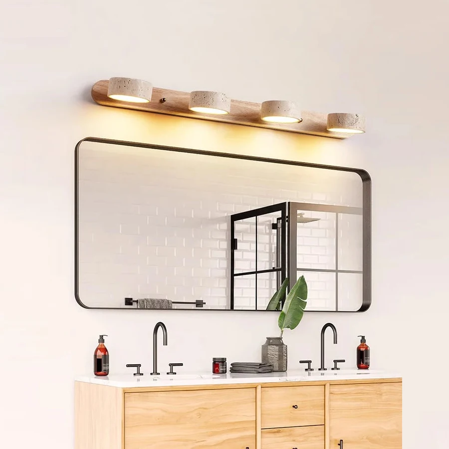 Modern LED Mirror Front Light Wall Lamp Bathroom Mirror Light Middle Ancient Yellow Cave Stone LED Mirror Headlight Bathroom