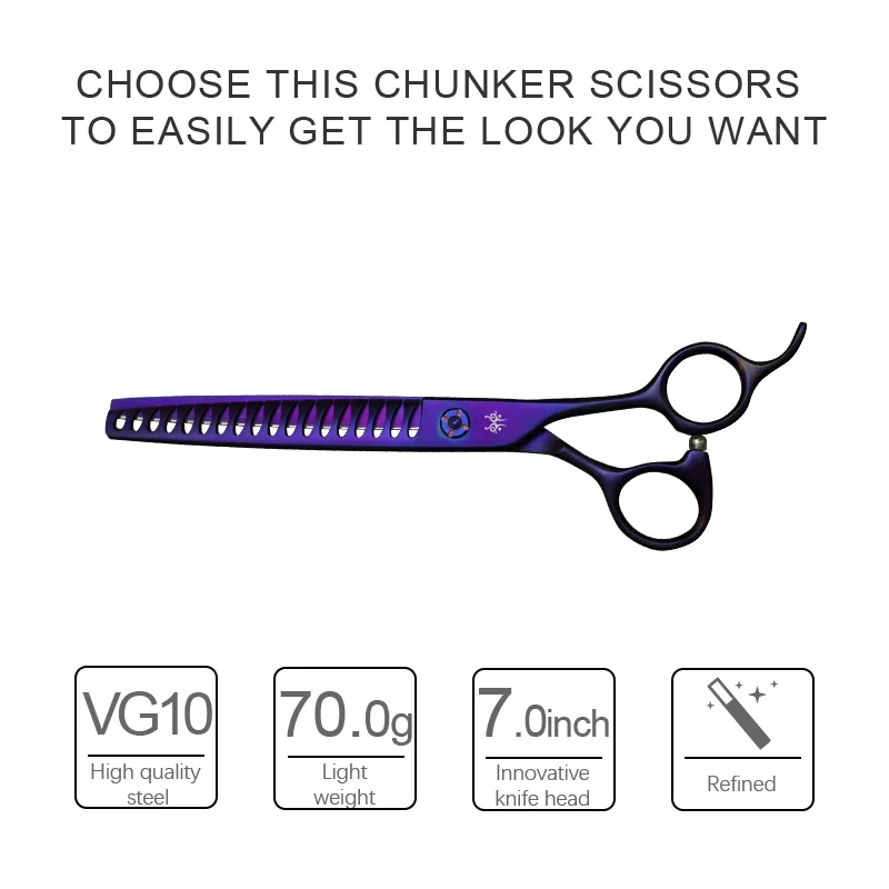 Dogs Cats Hair Chunker Shears 7.0 inch Professional Pet Grooming Scissors VG10 Steel tijeras para cortar pelo de perro Груминг