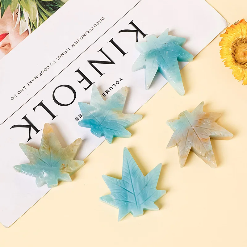 Natural Sky Blue Sky River Stone Maple Leaf Crystal Rough Stone