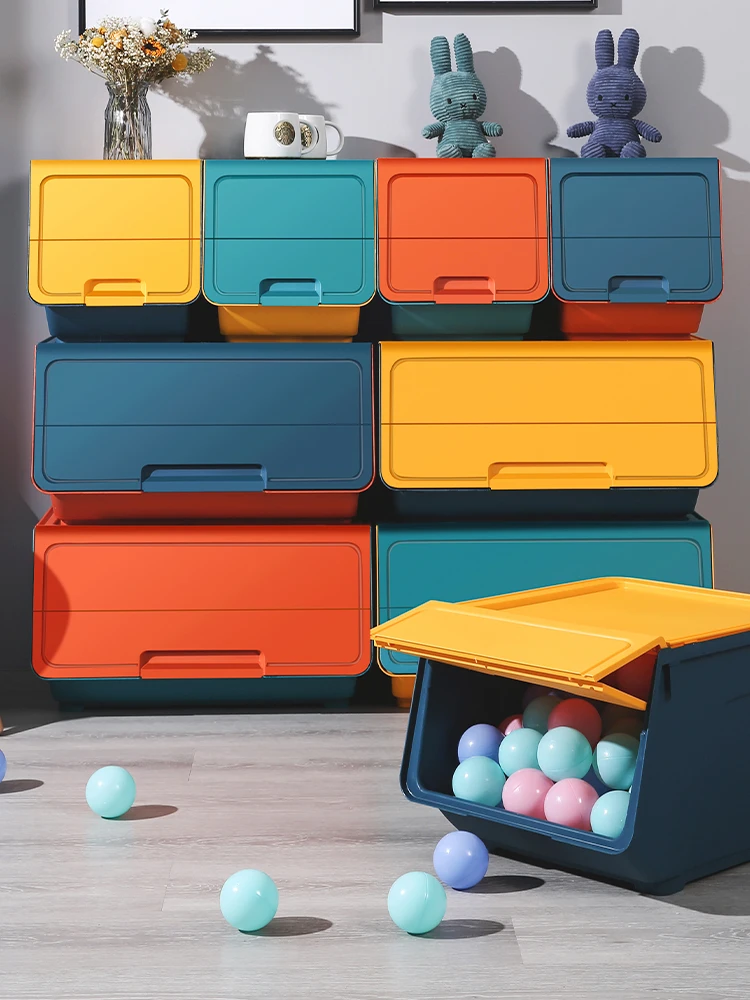 

Plastic Children's Toy Storage Box Flip Open Home Use Snacks Clothes Books Storage Organizer European Style Living Room