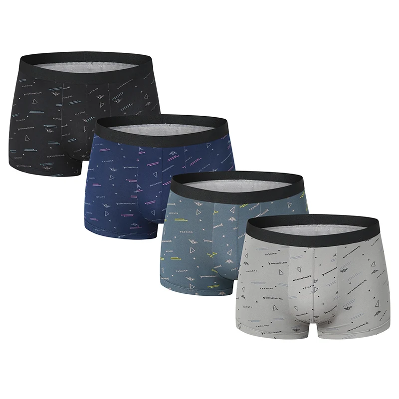 4-piece MEN\'S Boyshort Young Men Printed Comfortable Underwear for Middle-aged and Elderly Men to Increase 5XL/6XL Boyshort.