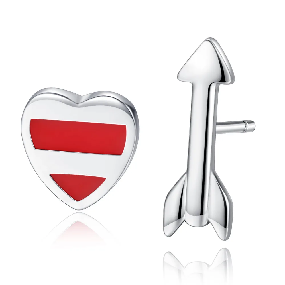 925 Sterling Silver Heart Arrow Asymmetry Luxury Stud Earrings For Women Piercing Earring Wholesale Novelties 2023 Trend To Sell