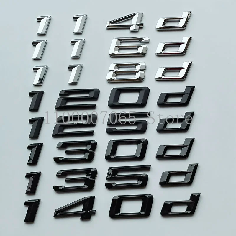 Old Numbers Letter 114d 116d 118d 120d 125d 128d 130d 135d 140d Top ABS Emblem for 1 Series Car Trunk Nameplate Logo Sticker