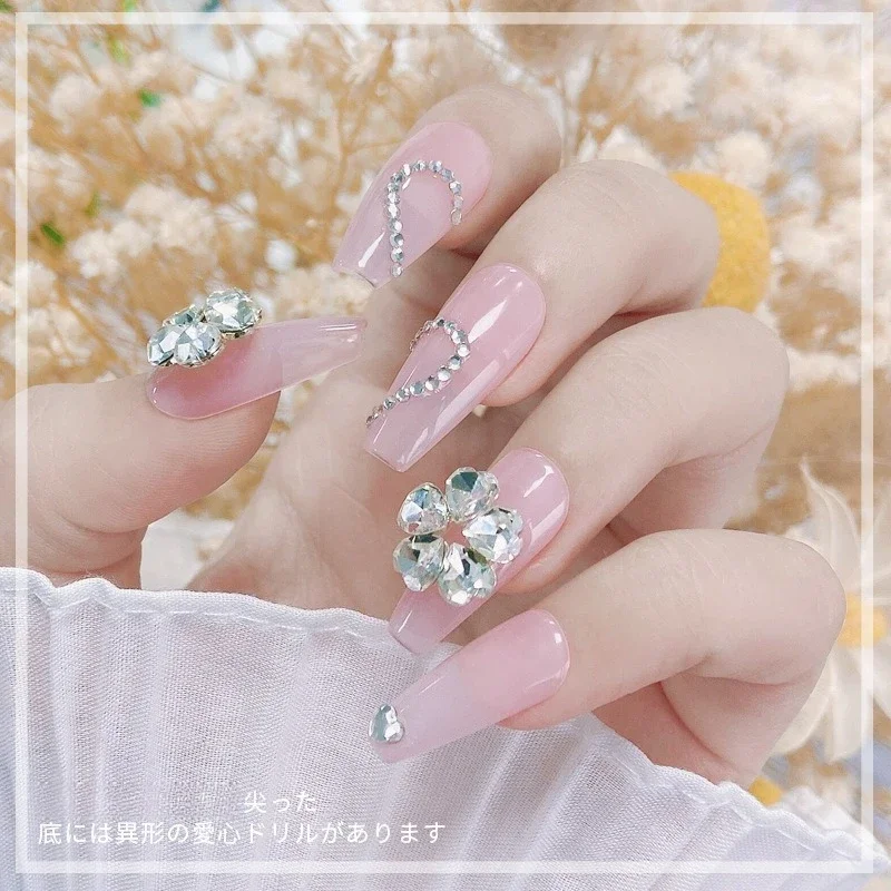 1Pc Heart Cluster Rhinestone Nail Charms, Super Sparkly Ornaments For Korean Japanese DIY Press On Nail Manicure Decor