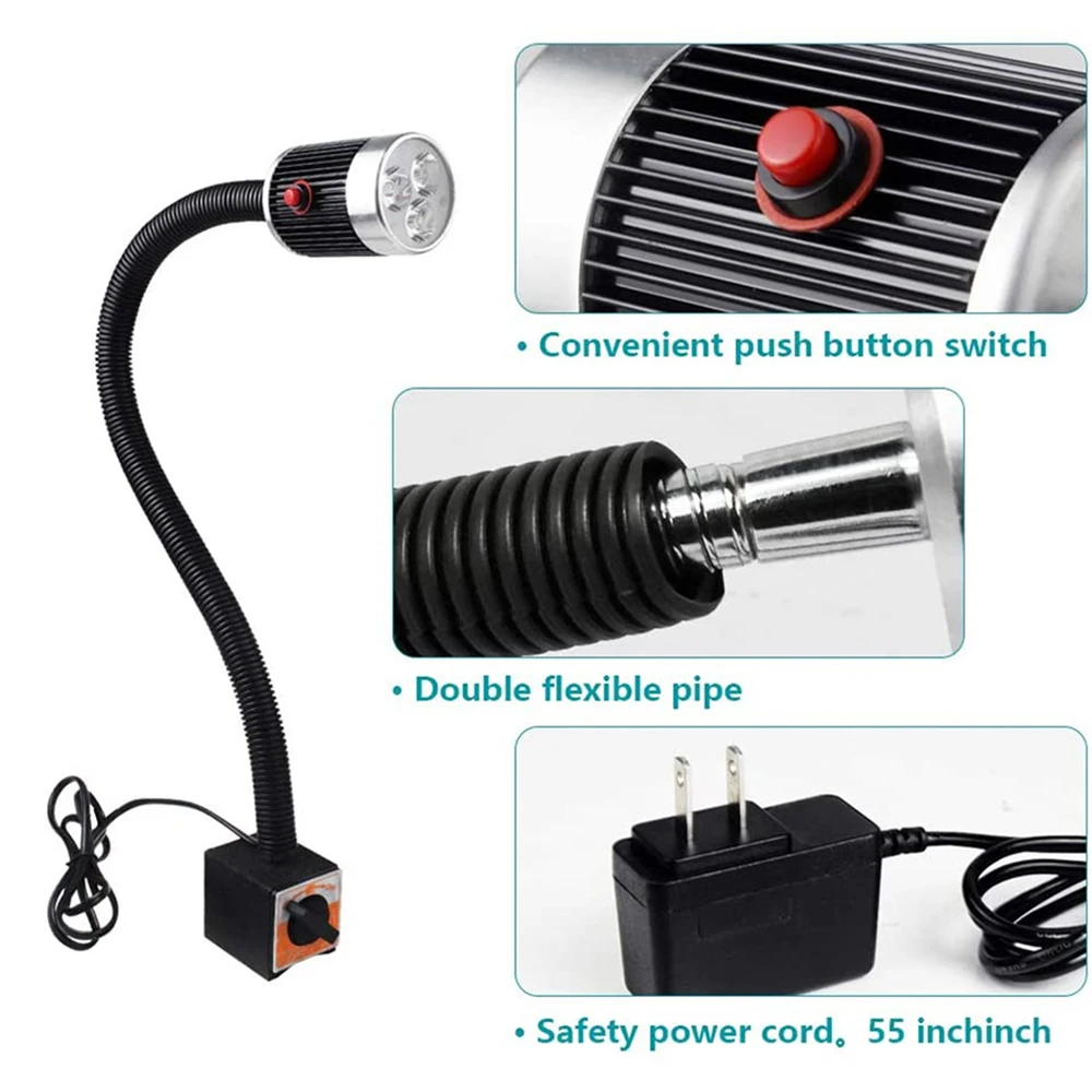 Imagem -02 - Luz de Trabalho Magnética Conduzida 24v 220v da Máquina de Costura do Diodo Emissor de Luz Brilhante Super 3w 6w 9w para as Luzes Industriais da Imprensa da Broca da Trituração do Torno