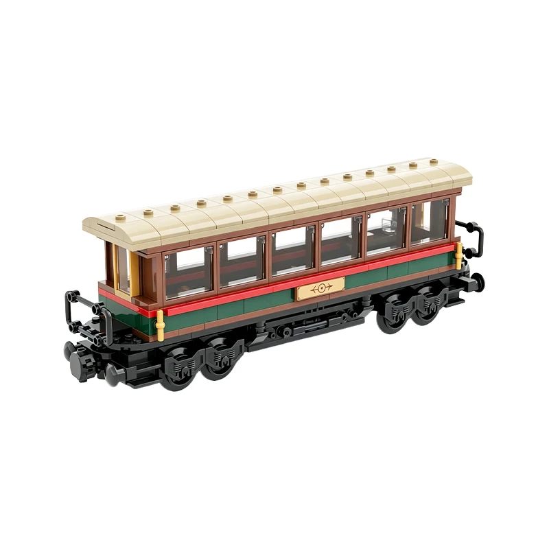 MOC Vintage Steam Train Building Blocks Set Classic Railway Locomotive Carriage Model Track Extension Toy Adult Hobby Gift
