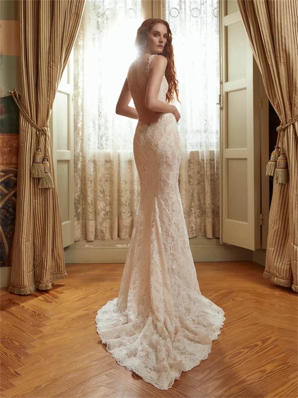 كيوتو مخصصة أوف وايت الأزهار الدانتيل أكمام فستان الزفاف الأزهار الأشرطة عارية الذراعين vestidos de noiva حورية البحر مساء اللباس #2