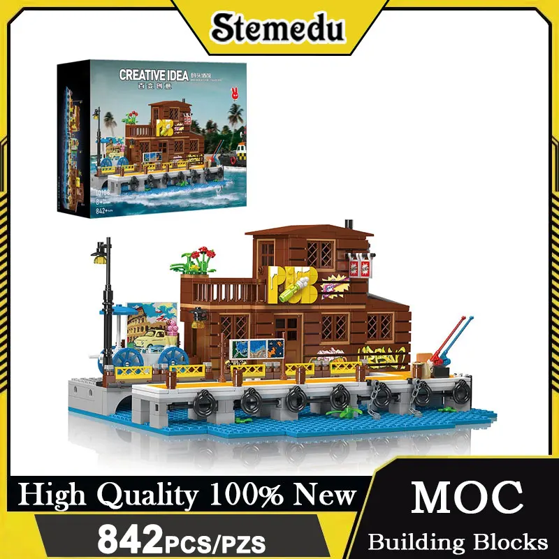 Dockside Tavern Model Building Blocks MOC 10108 Seaside Cabin Beach House Pier Dock Ideas Architecture Construction DIY Toy Gift